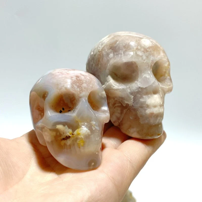15 Pieces Sakura Flower Agate Skull Carving - Image 6