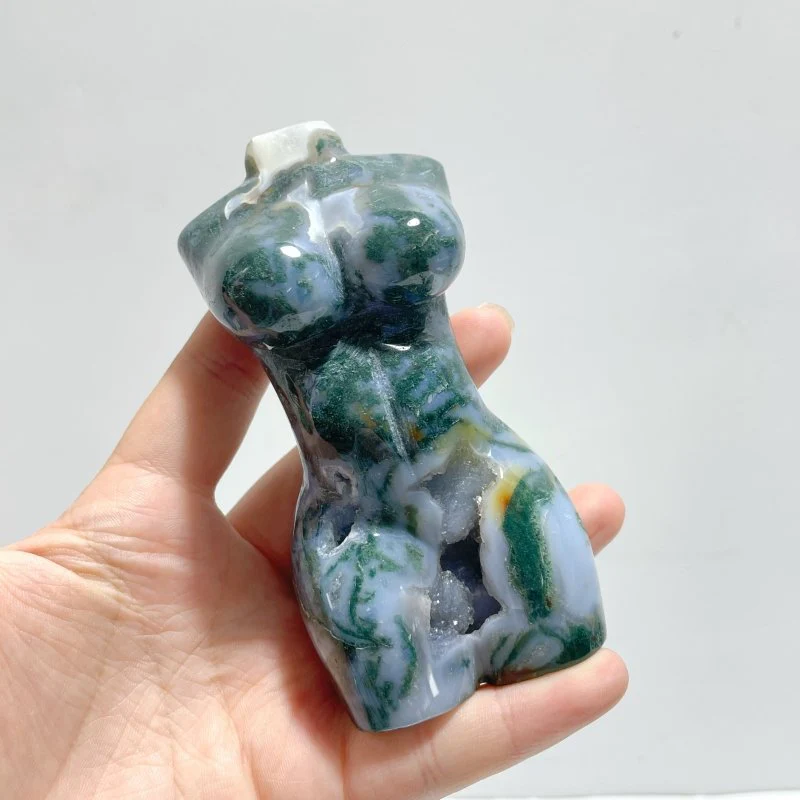 7 Pieces Moss Agate Goddess Carving - Image 2