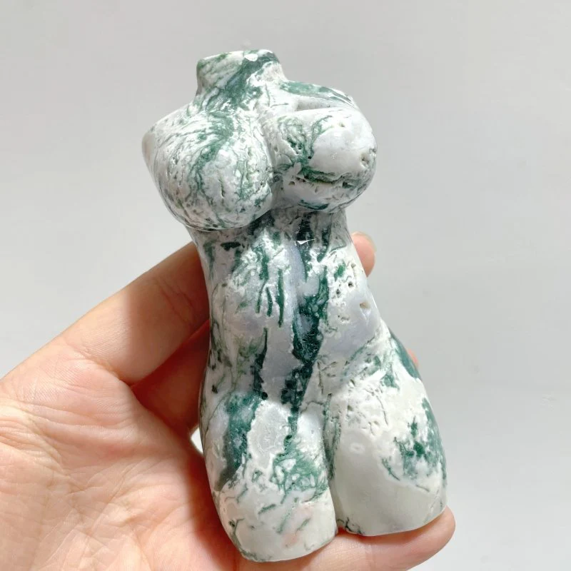 7 Pieces Moss Agate Goddess Carving - Image 5