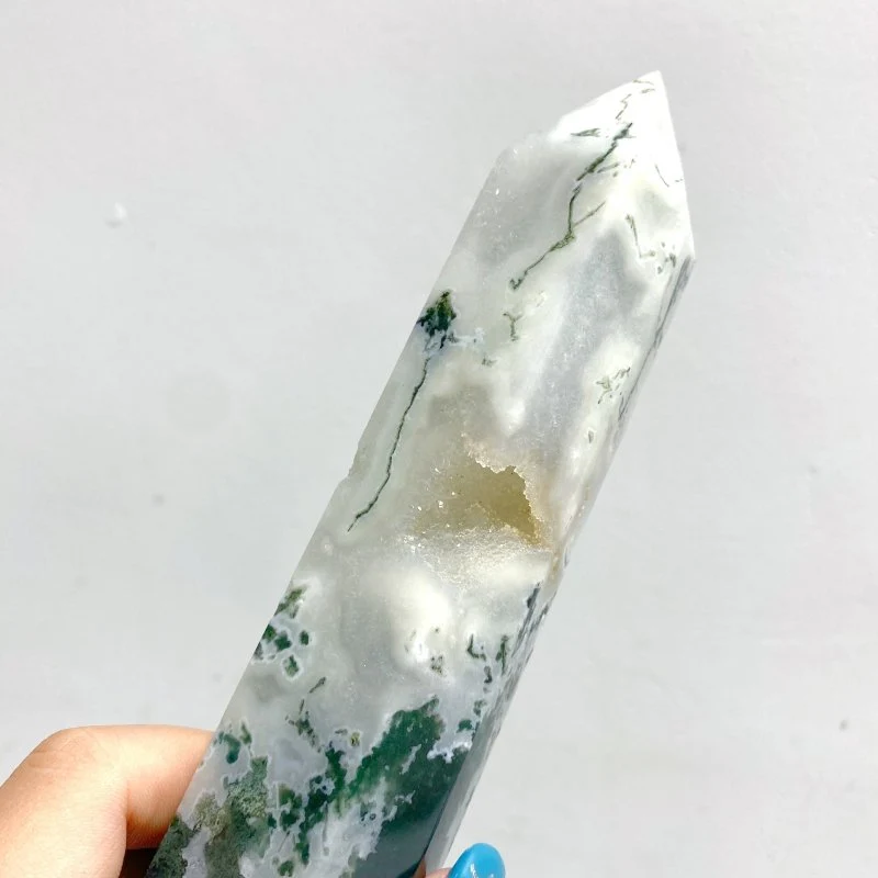 9 Pieces Large Druzy Moss Agate Point - Image 5