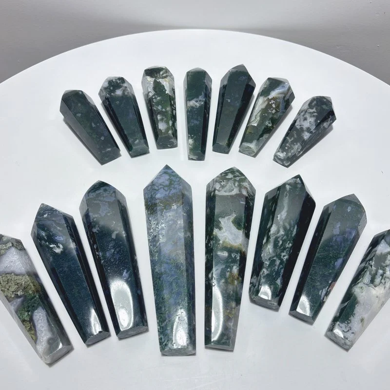 15 Pieces Druzy Moss Agate Geode Wand Points - Image 2