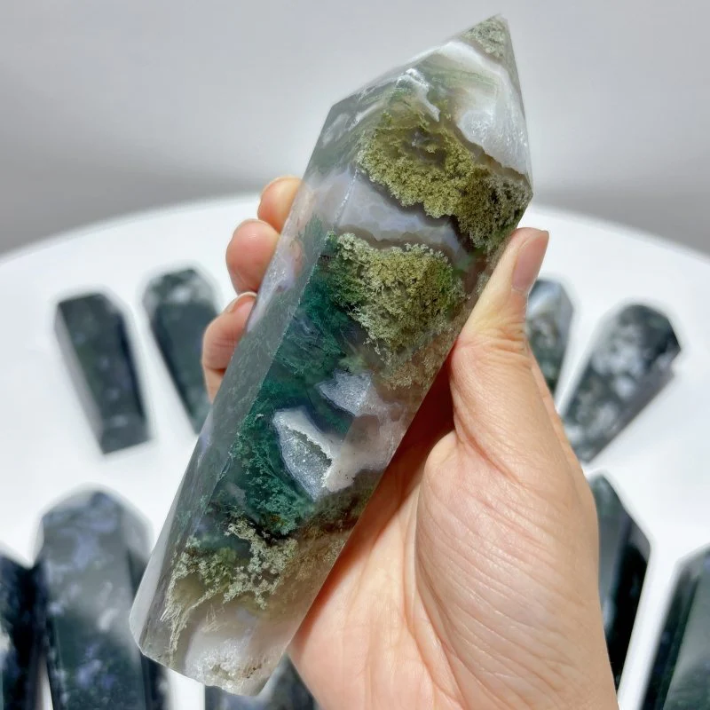 15 Pieces Druzy Moss Agate Geode Wand Points - Image 3