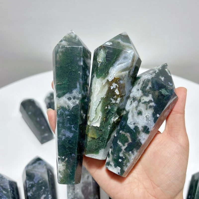 15 Pieces Druzy Moss Agate Geode Wand Points - Image 5