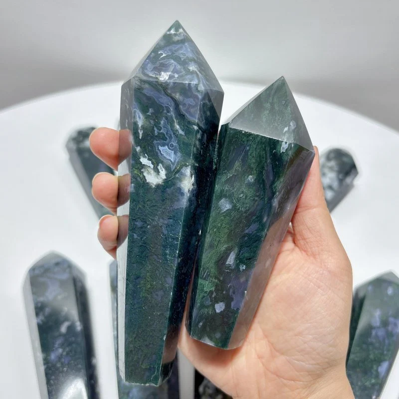 15 Pieces Druzy Moss Agate Geode Wand Points - Image 6