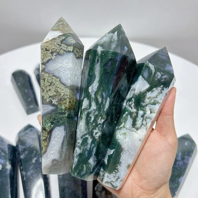 15 Pieces Druzy Moss Agate Geode Wand Points - Image 7