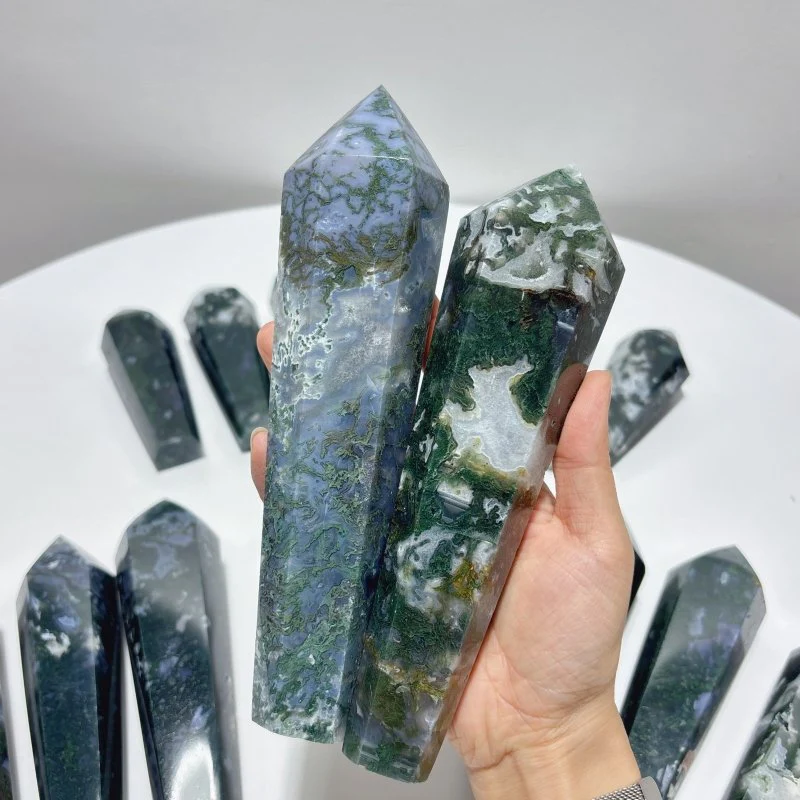 15 Pieces Druzy Moss Agate Geode Wand Points - Image 8
