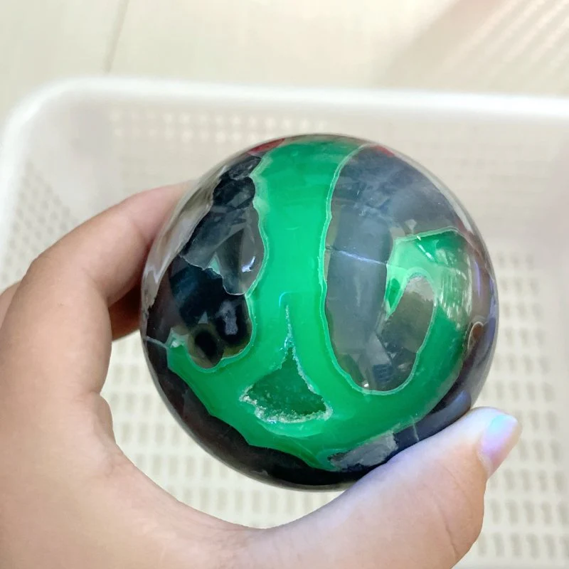 11 Pieces Large Volcano Agate Spheres (UV Reactive)