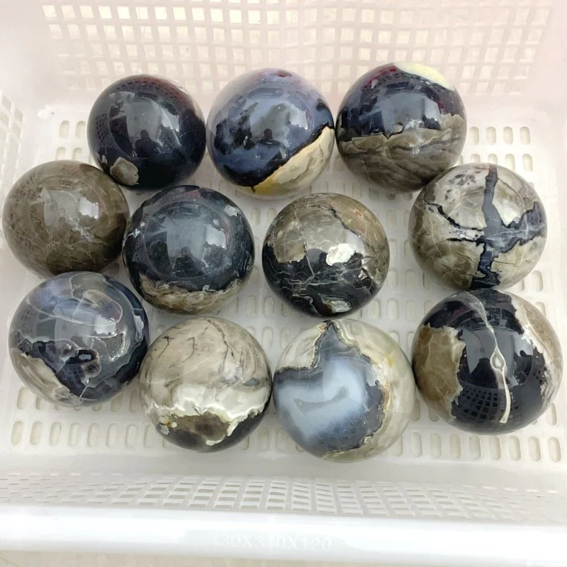 11 Pieces Large Volcano Agate Spheres (UV Reactive) - Image 3