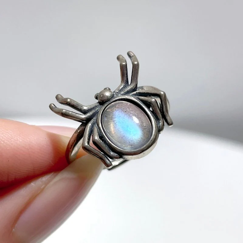 #E1 Silver Rings Spider Shape Wholesale Moonstone Labradorite Rutile - Image 2