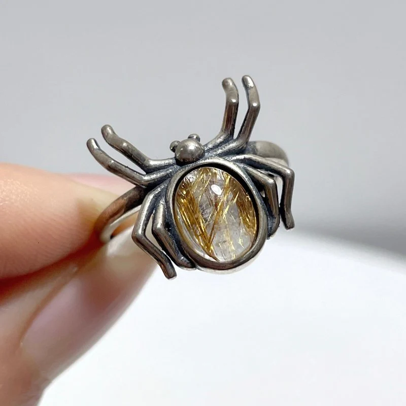 #E1 Silver Rings Spider Shape Wholesale Moonstone Labradorite Rutile - Image 3
