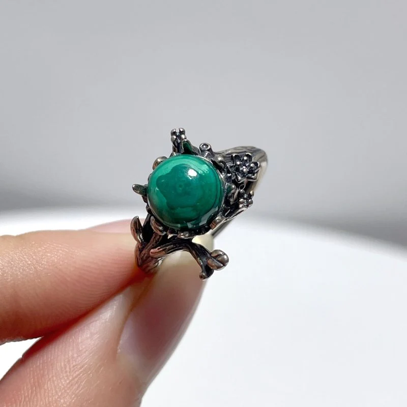 #E3 Silver Rings Flower Shape Wholesale Charoite Sunstone Malachite - Image 2