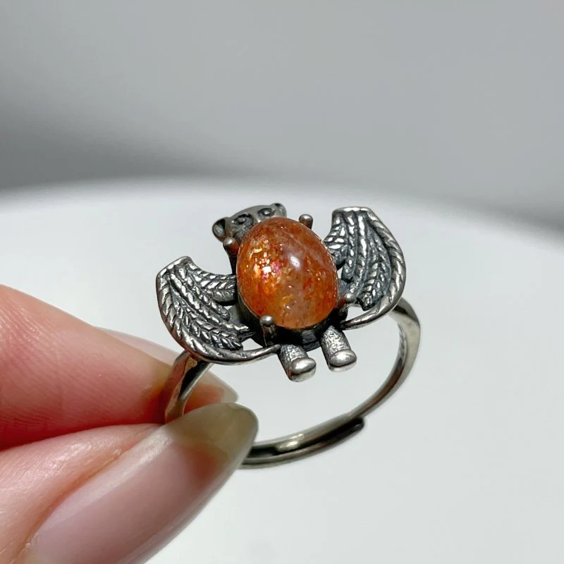 #E5 Silver Rings Bat Shape Wholesale Sunstone Garnet Moonstone Labradorite Rose Quartz - Image 3