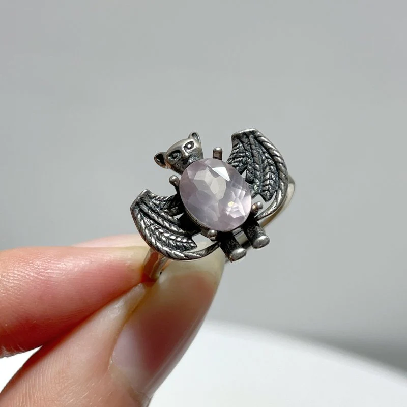 #E5 Silver Rings Bat Shape Wholesale Sunstone Garnet Moonstone Labradorite Rose Quartz - Image 4