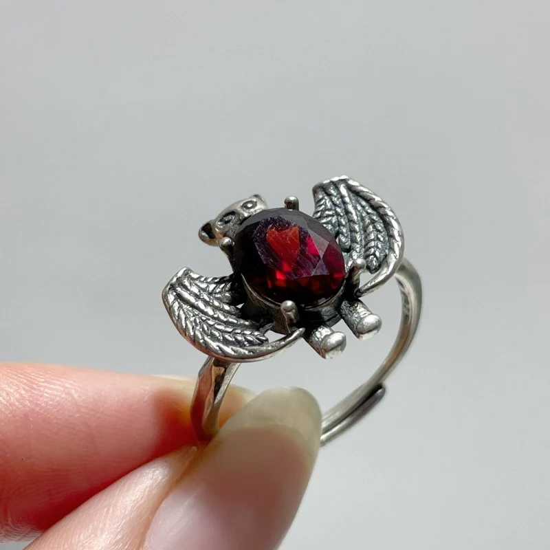 #E5 Silver Rings Bat Shape Wholesale Sunstone Garnet Moonstone Labradorite Rose Quartz - Image 5