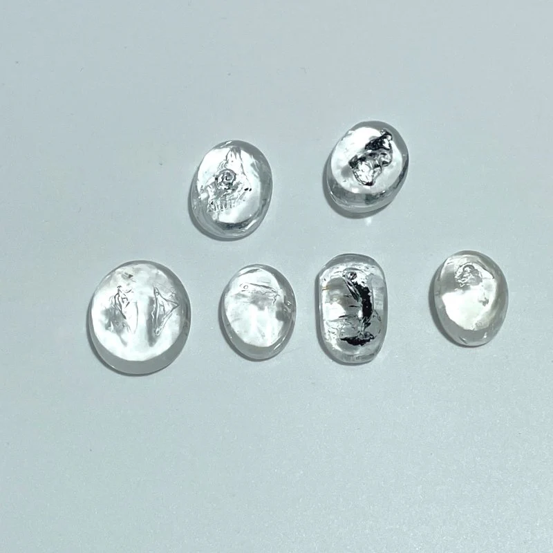 6 Pieces Enhydro Quartz Oval Cabochon Polished Crystal DIY Pendant #2 - Image 2