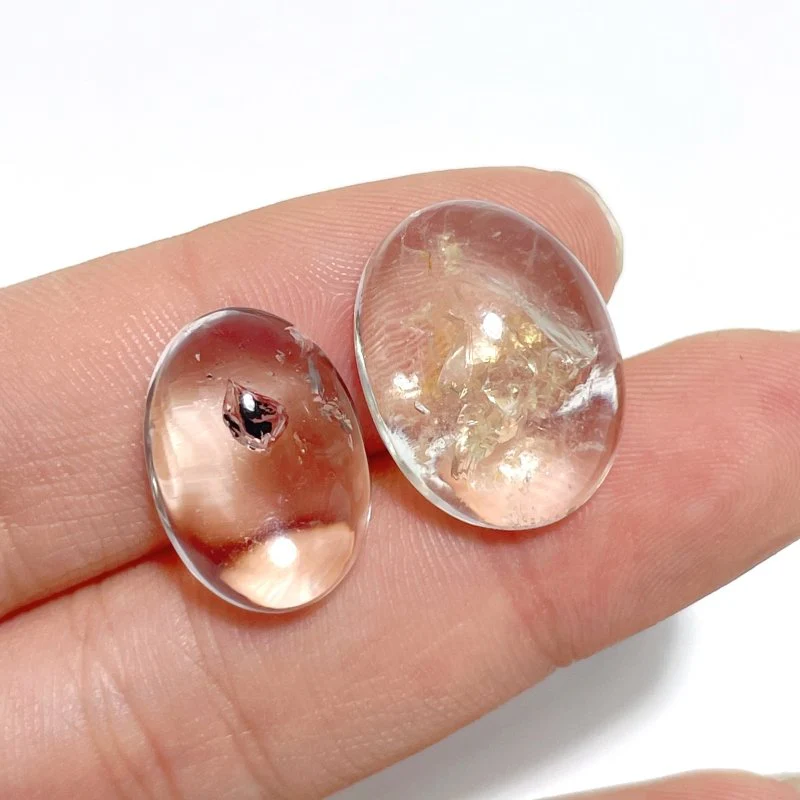 6 Pieces Enhydro Quartz Oval Cabochon Crystal DIY Pendants #1 - Image 5