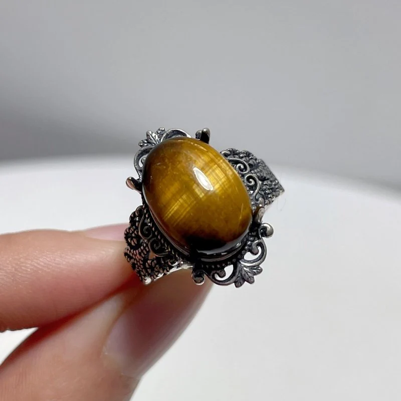 #F3 Silver Rings Wholesale Kunzite Labradorite Gold Sheen Obsidian Malachite Amethyst Tiger Eye Moss Agate - Image 3