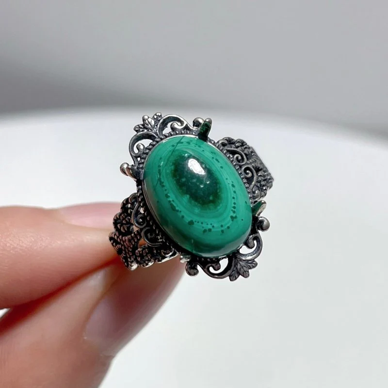 #F3 Silver Rings Wholesale Kunzite Labradorite Gold Sheen Obsidian Malachite Amethyst Tiger Eye Moss Agate - Image 5