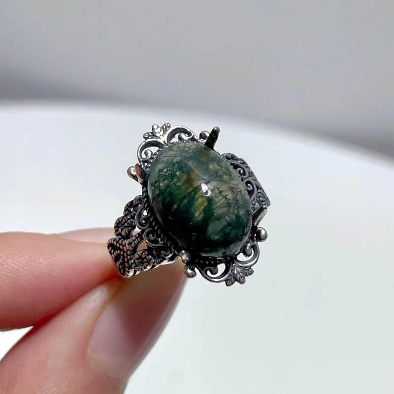 #F3 Silver Rings Wholesale Kunzite Labradorite Gold Sheen Obsidian Malachite Amethyst Tiger Eye Moss Agate - Image 6