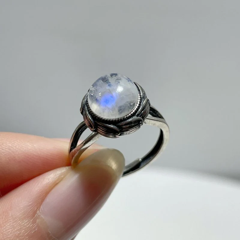 #F3 Silver Rings Wholesale Sunstone Malachite Citrine Yellow Jade Amethyst Lavender Quartz Moonstone Rhodochrosite
