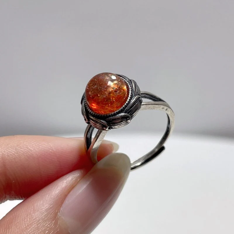 #F3 Silver Rings Wholesale Sunstone Malachite Citrine Yellow Jade Amethyst Lavender Quartz Moonstone Rhodochrosite - Image 2