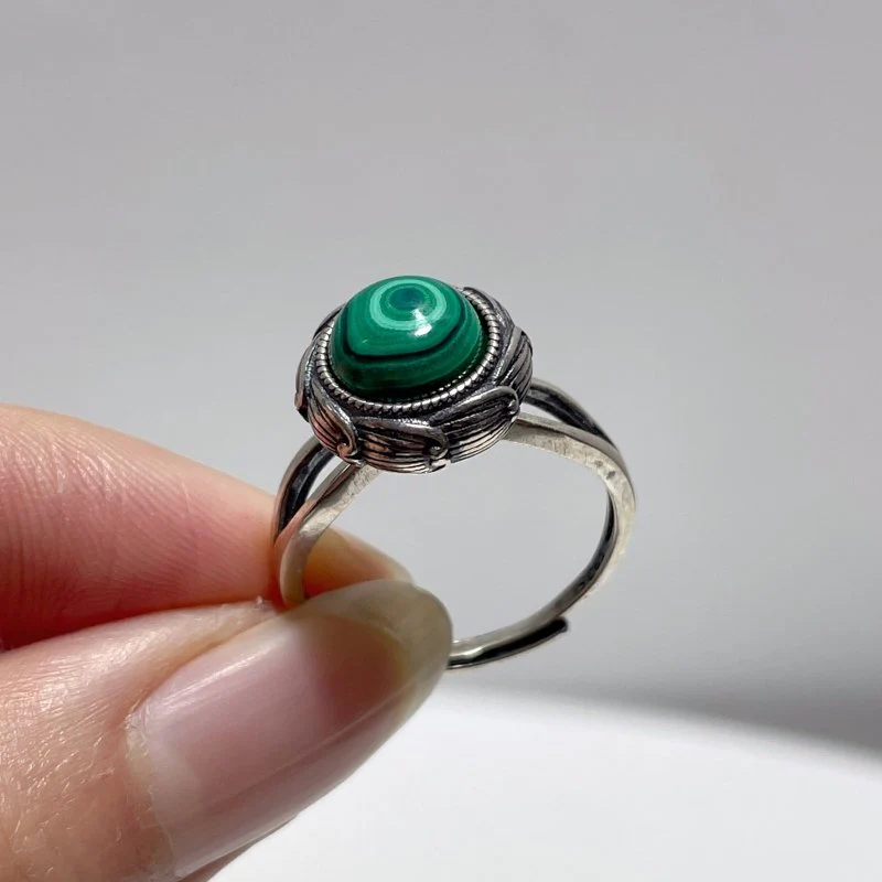 #F3 Silver Rings Wholesale Sunstone Malachite Citrine Yellow Jade Amethyst Lavender Quartz Moonstone Rhodochrosite - Image 3