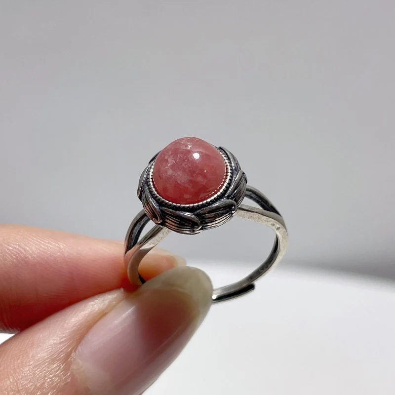 #F3 Silver Rings Wholesale Sunstone Malachite Citrine Yellow Jade Amethyst Lavender Quartz Moonstone Rhodochrosite - Image 6