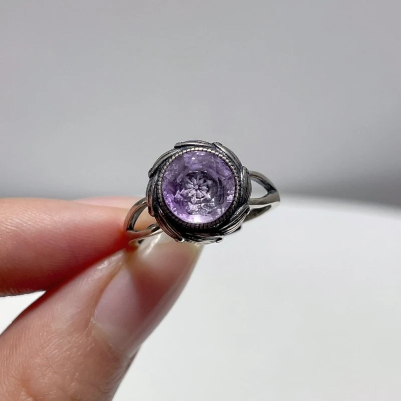 #F3 Silver Rings Wholesale Sunstone Malachite Citrine Yellow Jade Amethyst Lavender Quartz Moonstone Rhodochrosite - Image 7