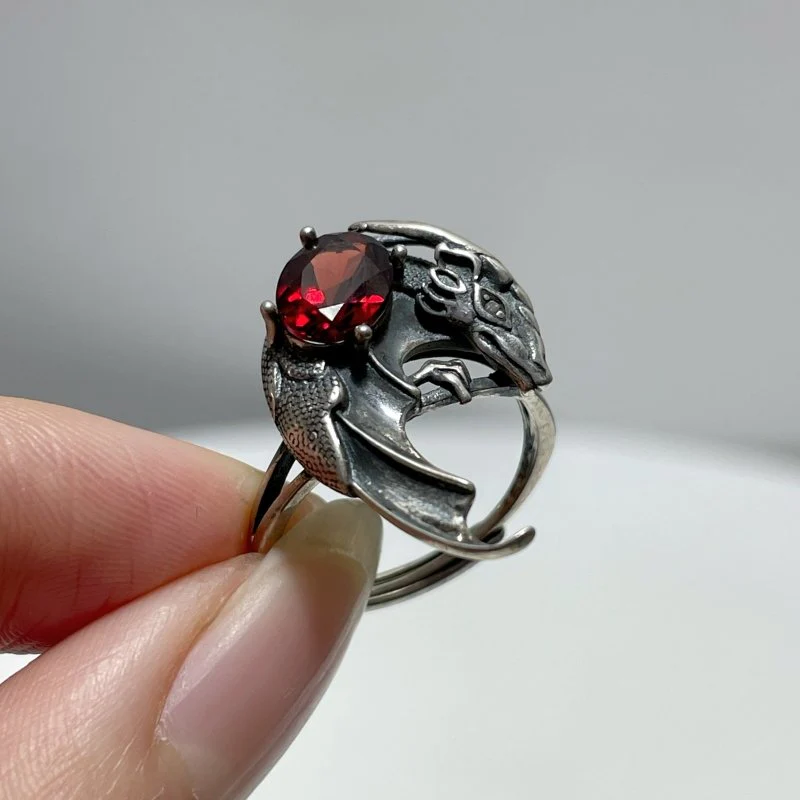 #F4 Silver Rings Dragon Shape Wholesale Sunstone Garnet Amethyst Tourmaline Citrine