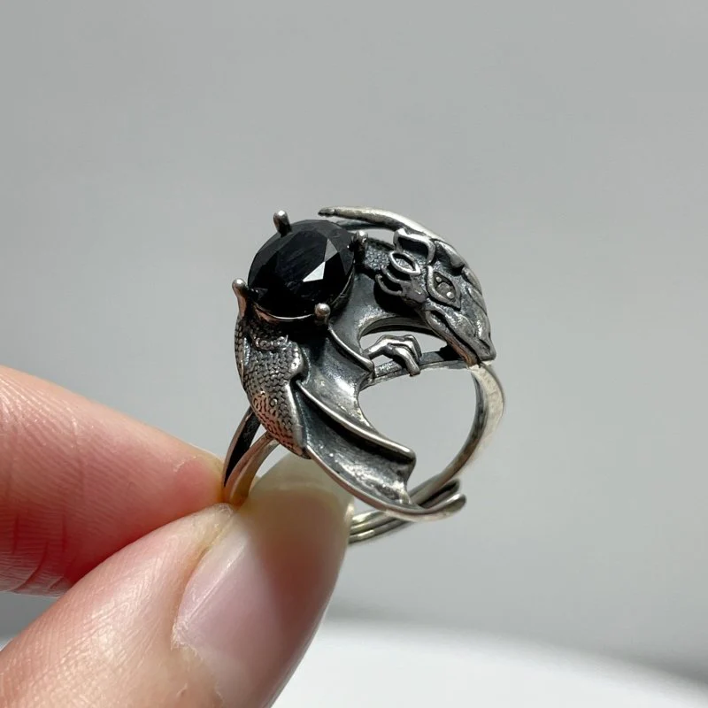 #F4 Silver Rings Dragon Shape Wholesale Sunstone Garnet Amethyst Tourmaline Citrine - Image 2