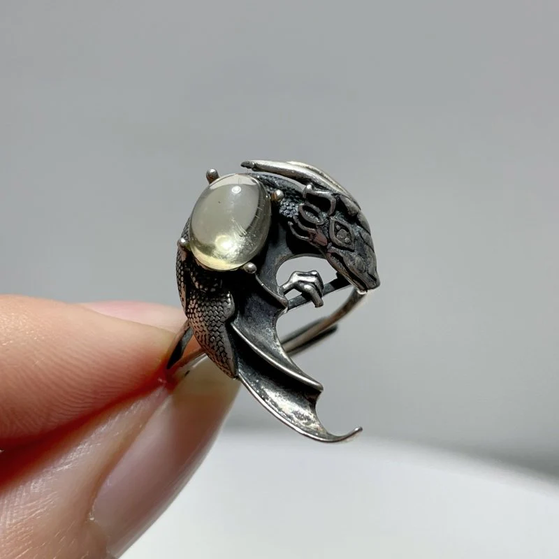 #F4 Silver Rings Dragon Shape Wholesale Sunstone Garnet Amethyst Tourmaline Citrine - Image 5
