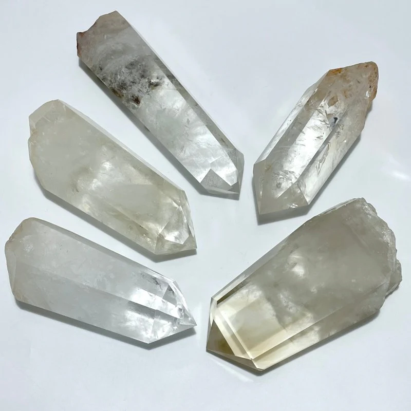 5 Pieces Large Clear Quartz Tower Raw Bottom