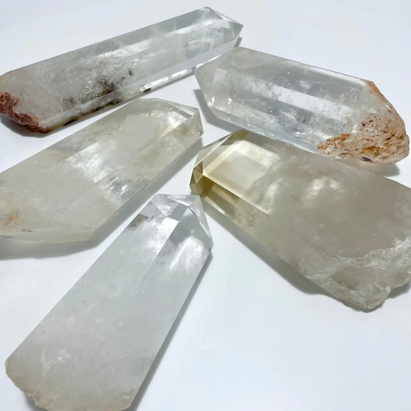 5 Pieces Large Clear Quartz Tower Raw Bottom - Image 8