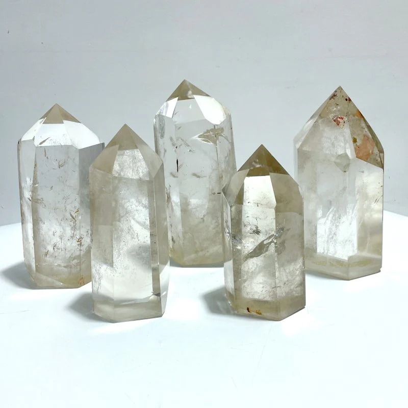 5 Pieces Fat Light Smoky Quartz Tower Point