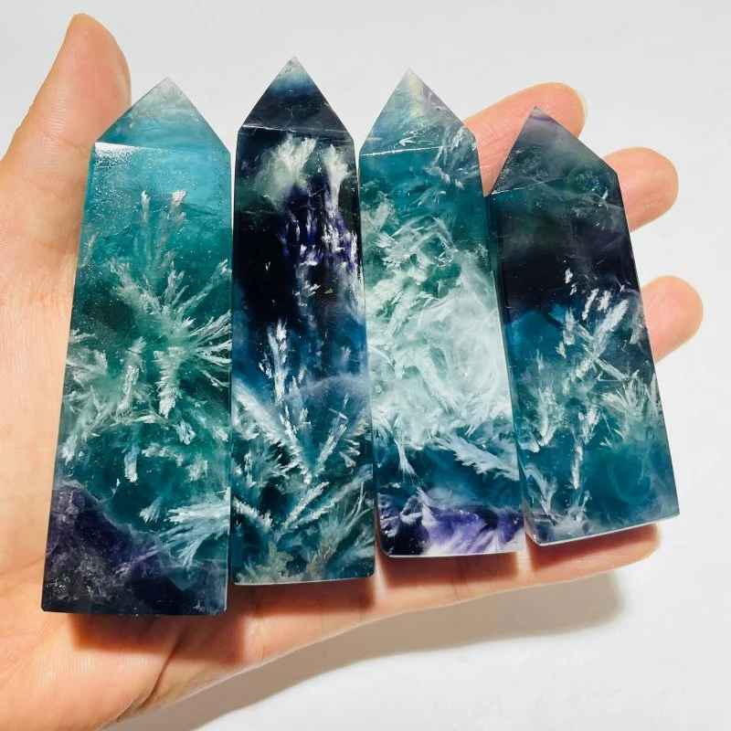 High Quality Feather Fluorite Four-Sided Tower Point Wholesale - Image 4