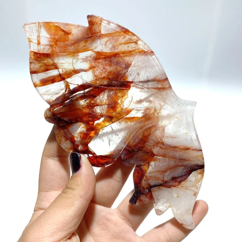 Fire Quartz Butterfly Wing Carving With Stand - Image 3