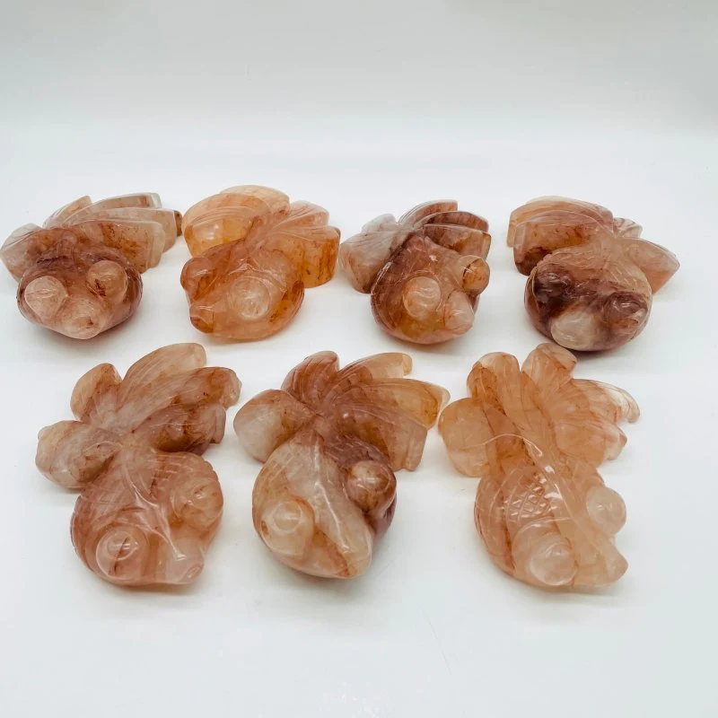 7 Pieces Fire Quartz GoldFish Carving