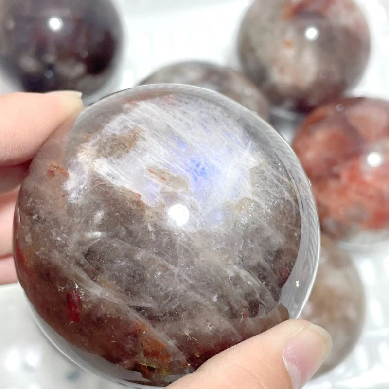 8 Pieces Fire Quartz Mixed Moonstone Spheres