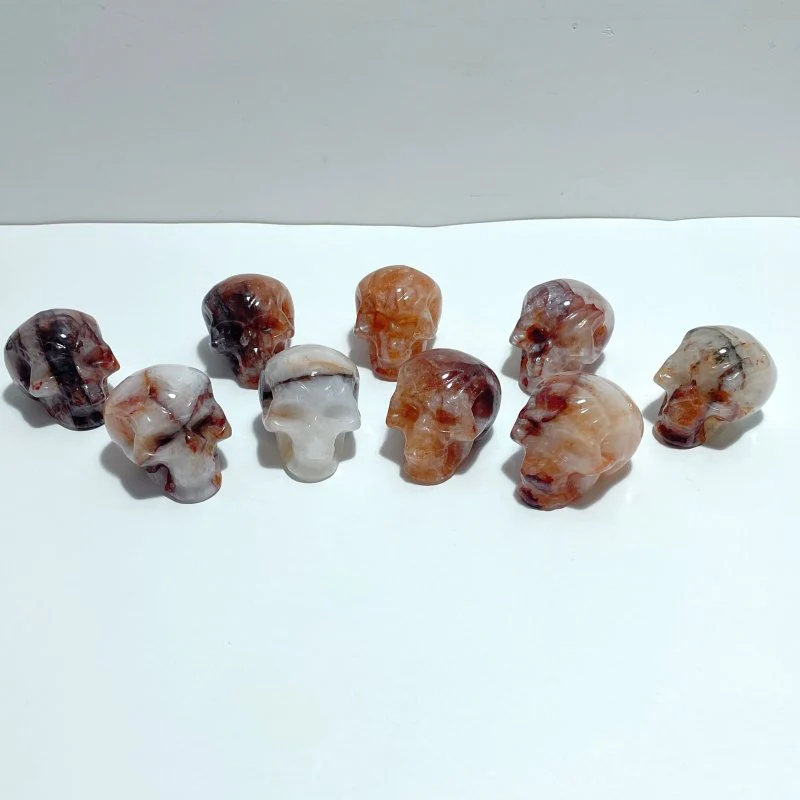 9 Pieces Fire Quartz Skull Carving - Image 2