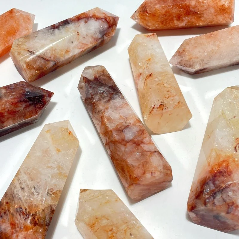 10 Pieces Beautiful Fire Quartz Tower