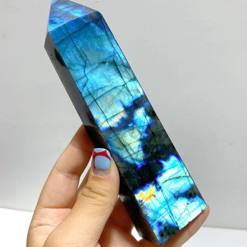 12 Pieces Flash Labradorite Four-Sided Point