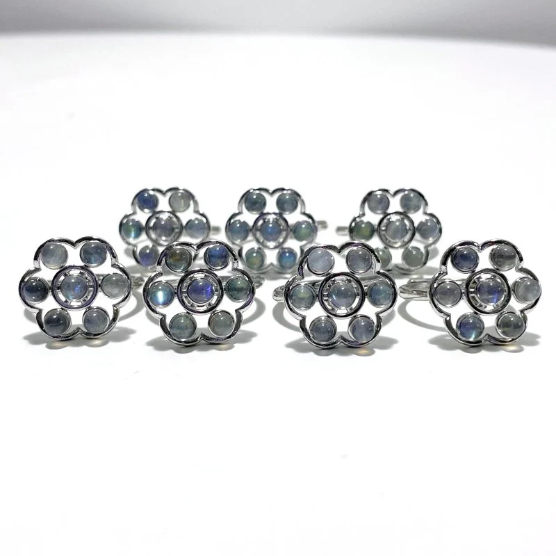 Flower Shape Labradorite Rotatable Ring Crystal Wholesale - Image 2