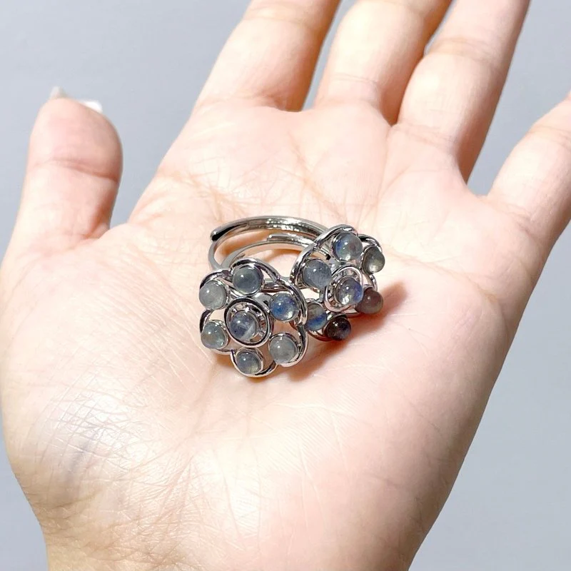 Flower Shape Labradorite Rotatable Ring Crystal Wholesale - Image 4