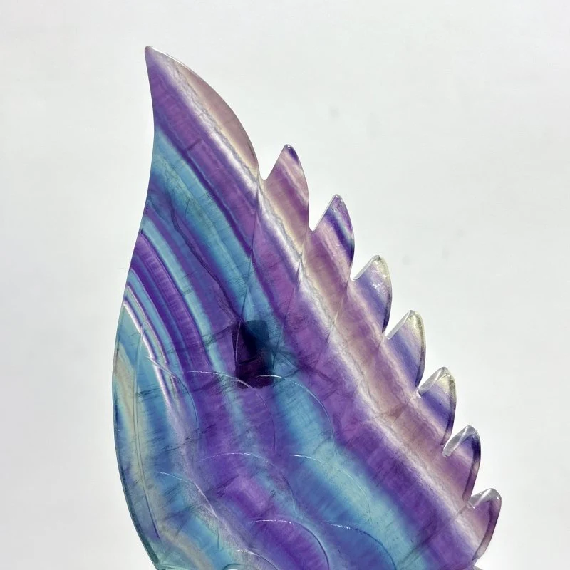 Fluorite Angel And Demons Wing Carving With Stand - Image 3