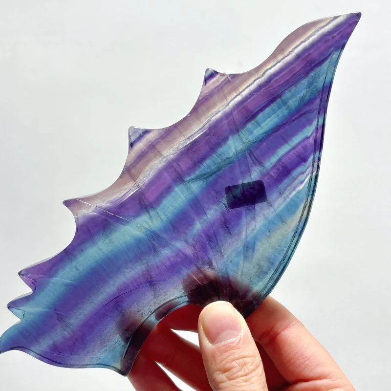 Fluorite Angel And Demons Wing Carving With Stand - Image 4