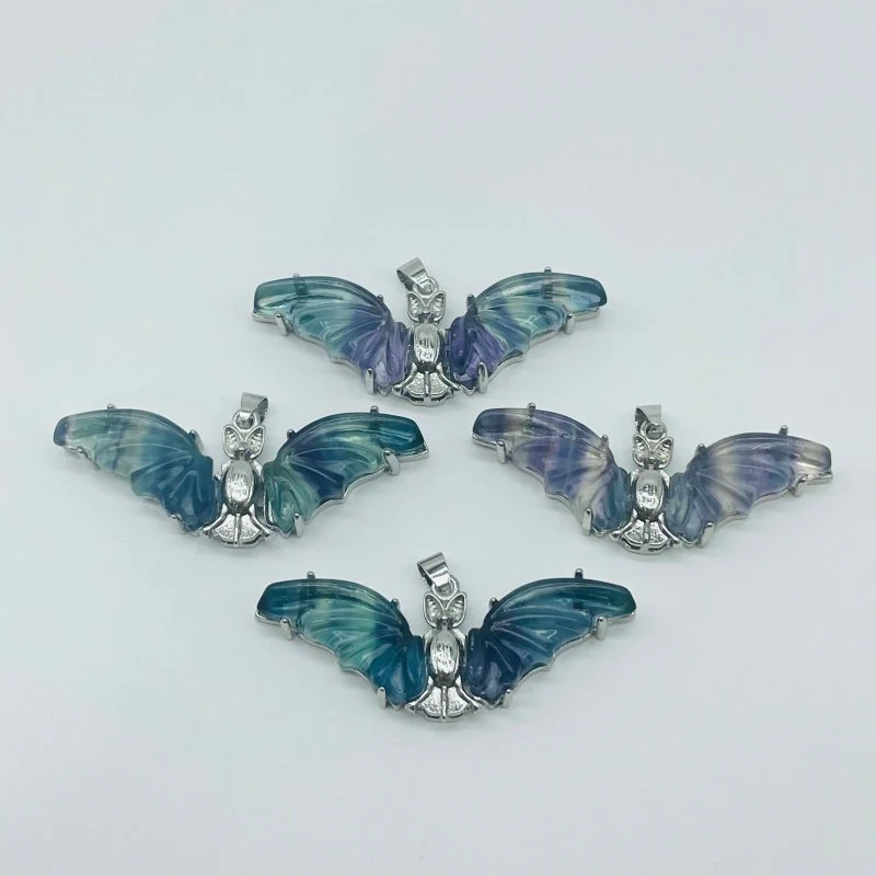 Fluorite Bat Carving Pendant Halloween Stone Bat Wholesale - Image 4
