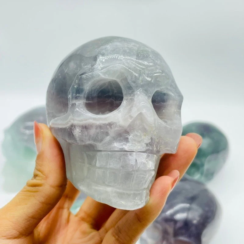 6 Pieces Large Fluorite Halloween Skull Carving - Image 5