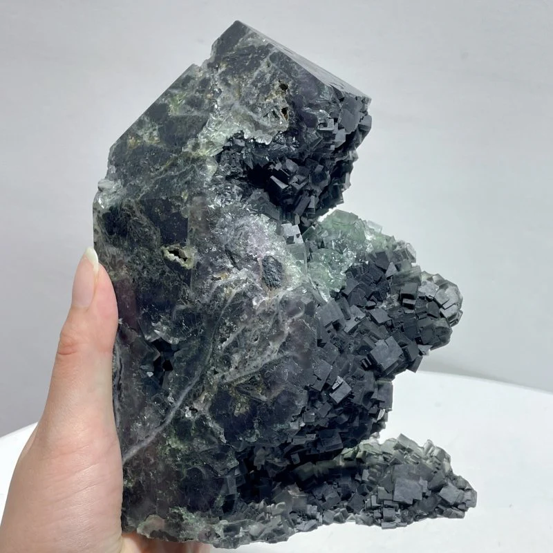 4 Pieces Cutting Fluorite Mineral Cubes Specimen Tower - Image 5