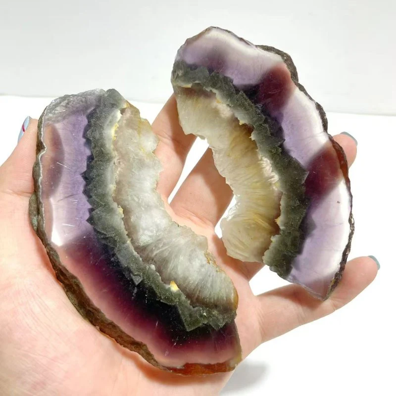2 Pairs Fluorite Mixed Pyrite Angel Wing Carving With Stand - Image 5