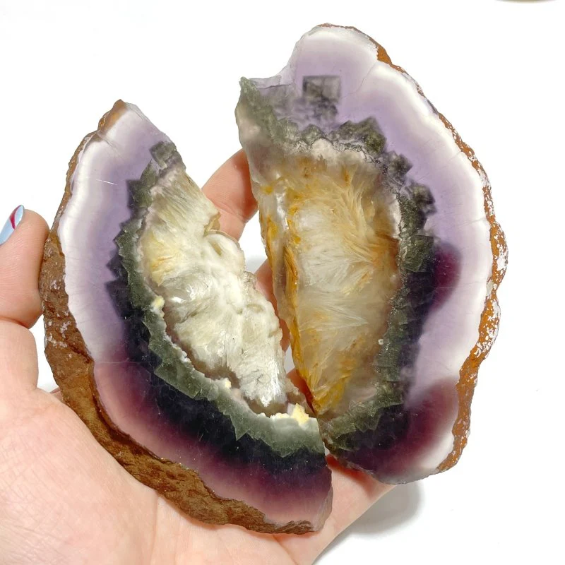 3 Pairs Fluorite Mixed Pyrite Butterfly Wing Carving With Stand - Image 5